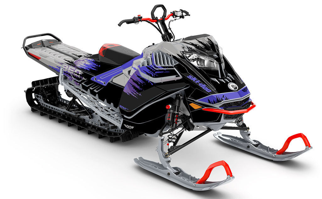 Thrasher Black Purple Ski-Doo REV Gen4 LWH - Freeride Premium Coverage Sled Wrap