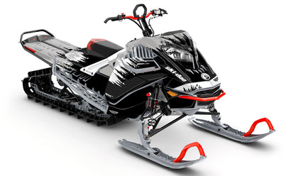 Thrasher Black White Ski-Doo REV Gen4 LWH - Freeride Premium Coverage Sled Wrap