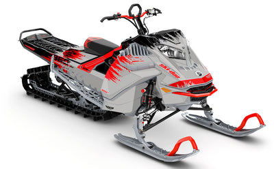 Thrasher Grey Red Ski-Doo REV Gen4 LWH - Freeride Premium Coverage Sled Wrap