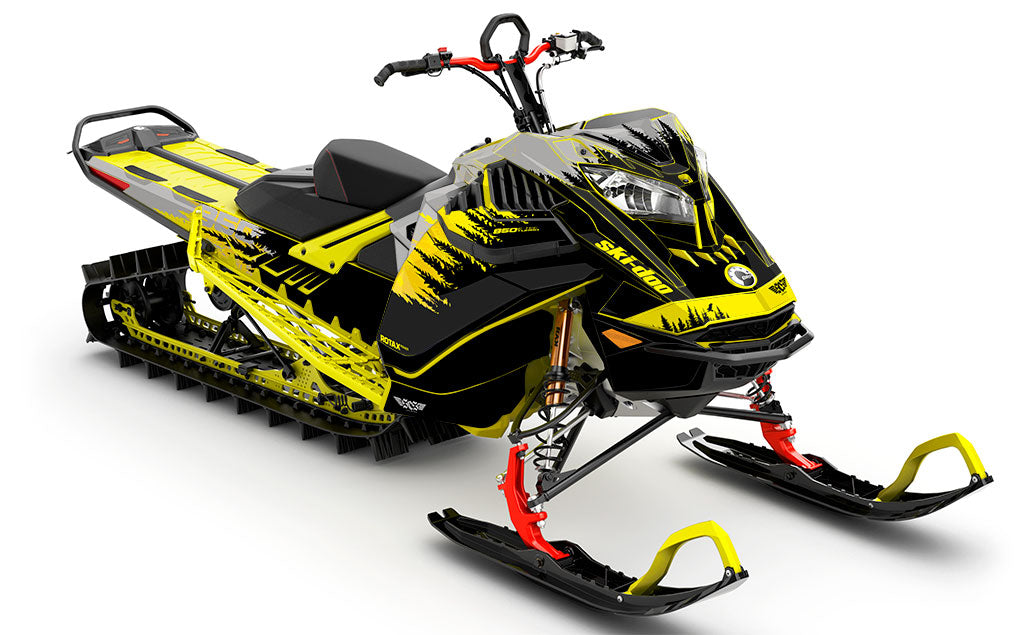 Thrasher Black Yellow Ski-Doo REV Gen4 LWH - Summit Partial Coverage Sled Wrap