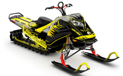 Thrasher Black Yellow Ski-Doo REV Gen4 LWH - Summit Full Coverage Sled Wrap