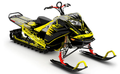 Thrasher Black Yellow Ski-Doo REV Gen4 LWH - Summit Premium Coverage Sled Wrap