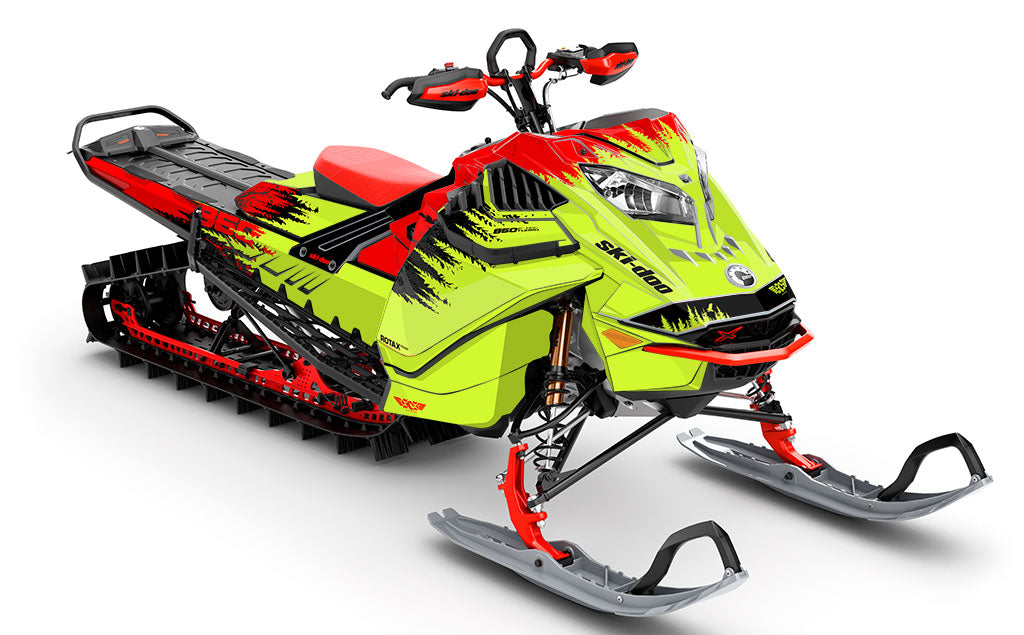 Thrasher Green Black Ski-Doo REV Gen4 LWH - Summit Full Coverage Sled Wrap