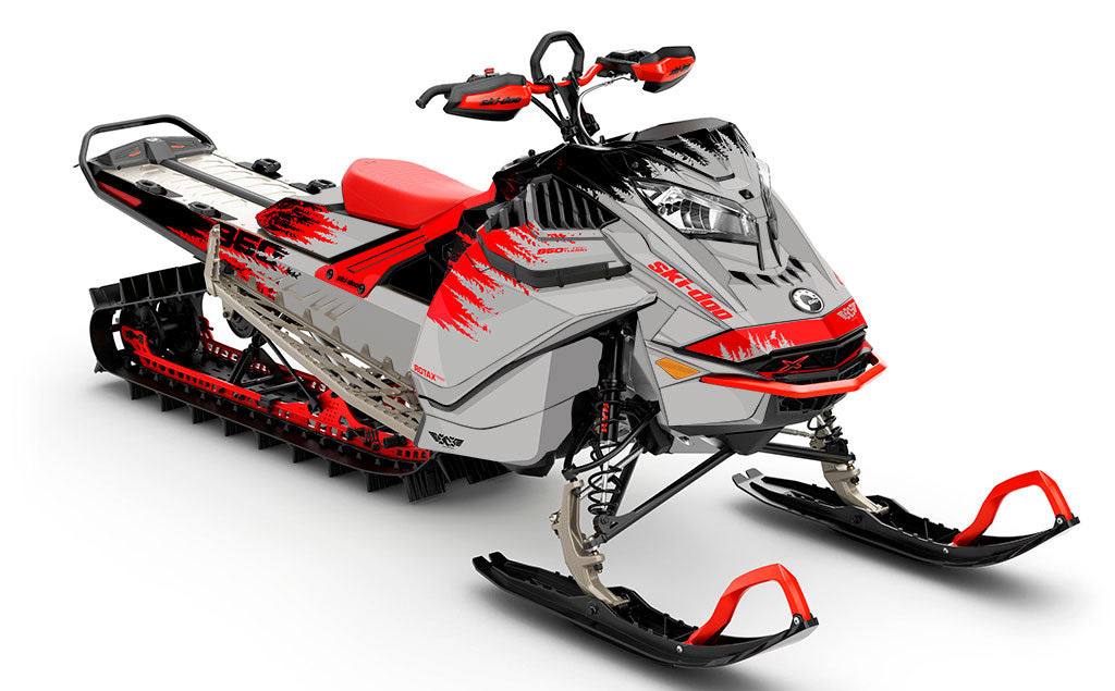 Thrasher Grey Red Ski-Doo REV Gen4 LWH - Summit Full Coverage Sled Wrap