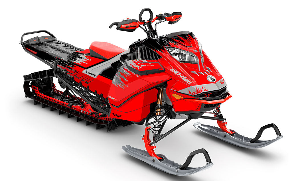 Thrasher Red Grey Ski-Doo REV Gen4 LWH - Summit Full Coverage Sled Wrap