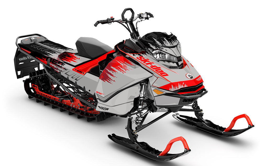 Thrasher Grey Red Ski-Doo REV Gen4 Sled Wrap Full Coverage Sled Wrap