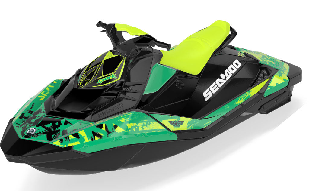 Tomahawk Sea-Doo Spark Graphics Blue Red Partial Coverage