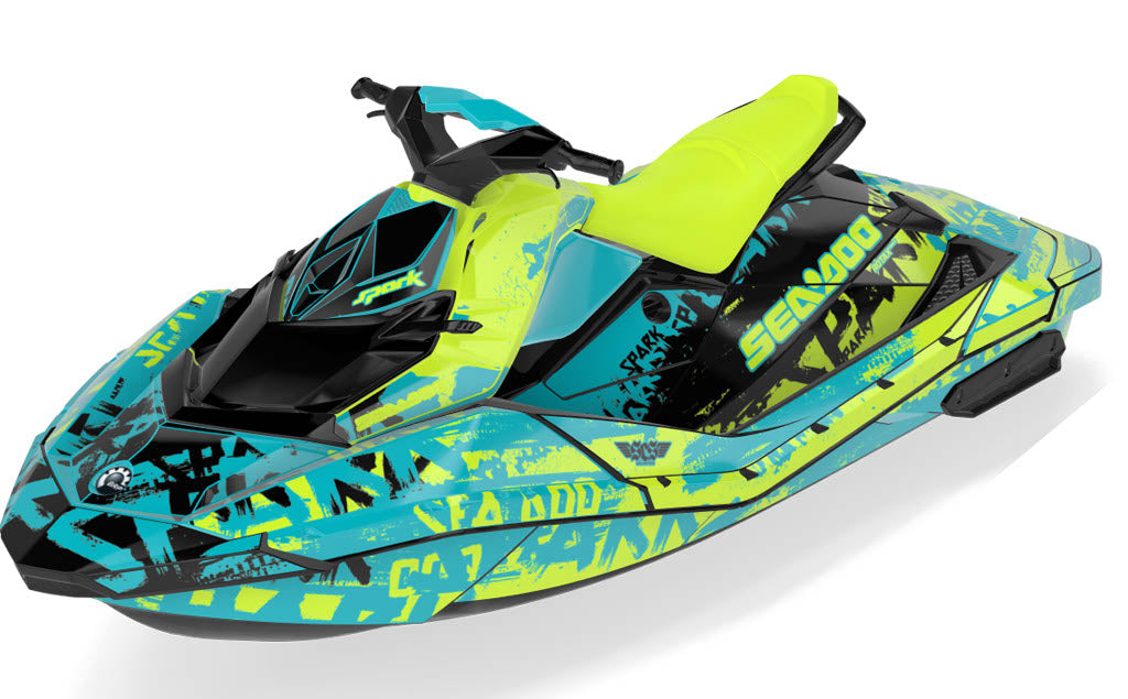 Tomahawk Sea-Doo Spark Graphics Orange Grey Full Coverage