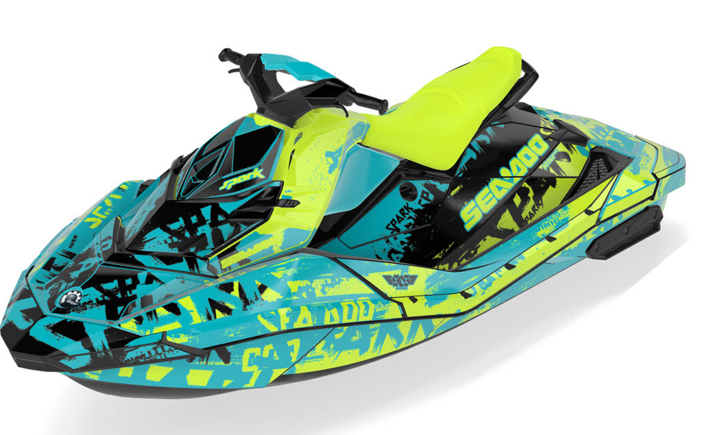 Tomahawk Sea-Doo Spark Graphics Orange Grey Premium Coverage