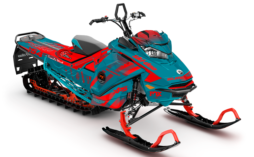 Tony Jenkins Faded Teal Red Ski-Doo REV Gen4 Sled Wrap Premium Coverage Sled Wrap