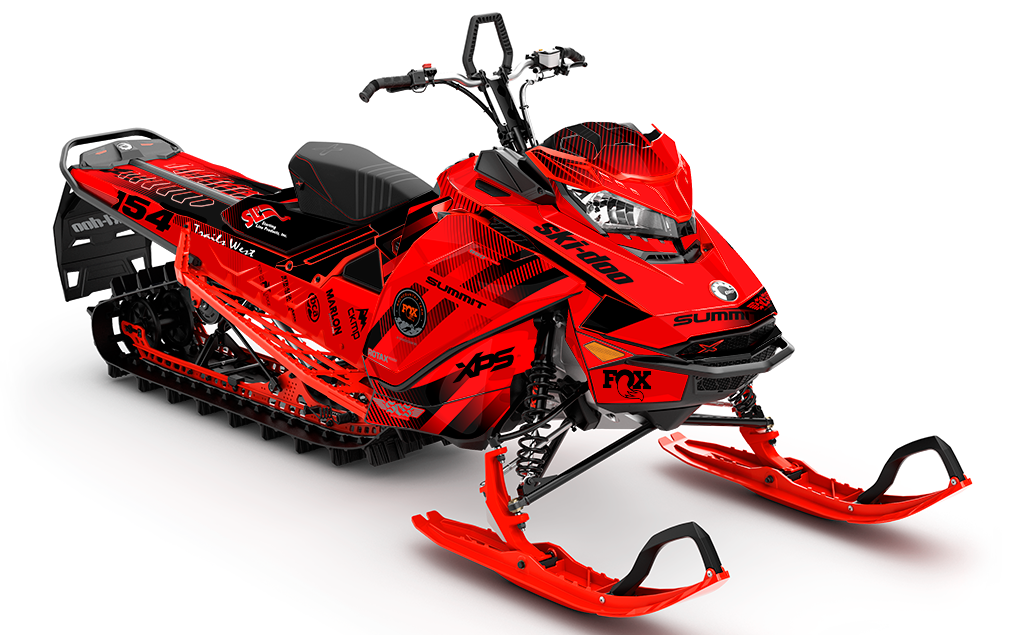 Tony Jenkins Faded Red Black Ski-Doo REV Gen4 Sled Wrap Premium Coverage Sled Wrap