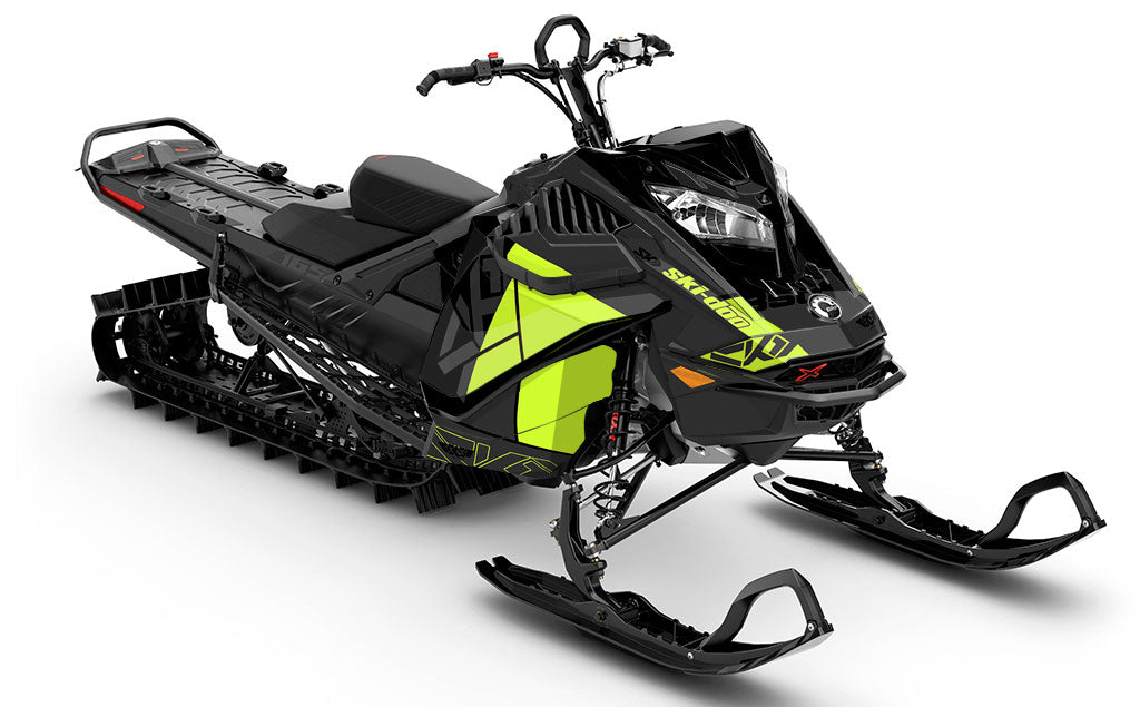 Topshelf Black Green Ski-Doo REV Gen4 LWH - Summit Less Coverage Sled Wrap