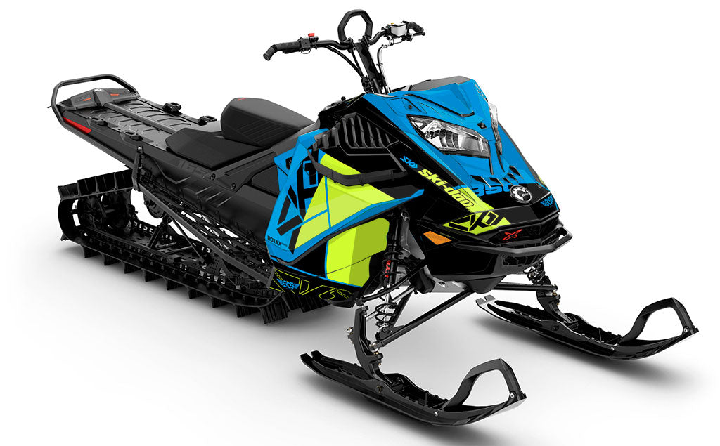 Topshelf DayGlow Blue Ski-Doo REV Gen4 LWH - Summit Less Coverage Sled Wrap