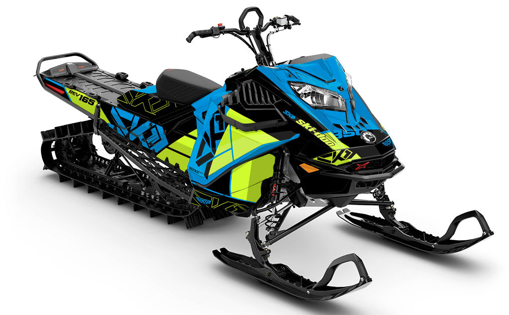 Topshelf DayGlow Blue Ski-Doo REV Gen4 LWH - Summit Full Coverage Sled Wrap