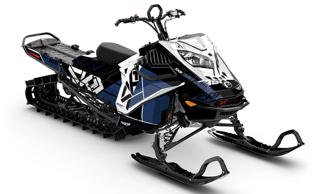 Topshelf DrkBlue White Ski-Doo REV Gen4 LWH - Summit Full Coverage Sled Wrap