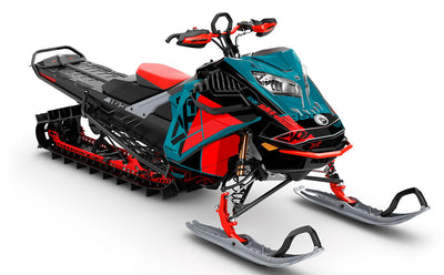 Topshelf Red Teal Ski-Doo REV Gen4 LWH - Summit Less Coverage Sled Wrap