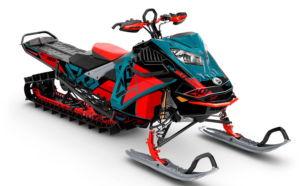 Topshelf Red Teal Ski-Doo REV Gen4 LWH - Summit Partial Coverage Sled Wrap