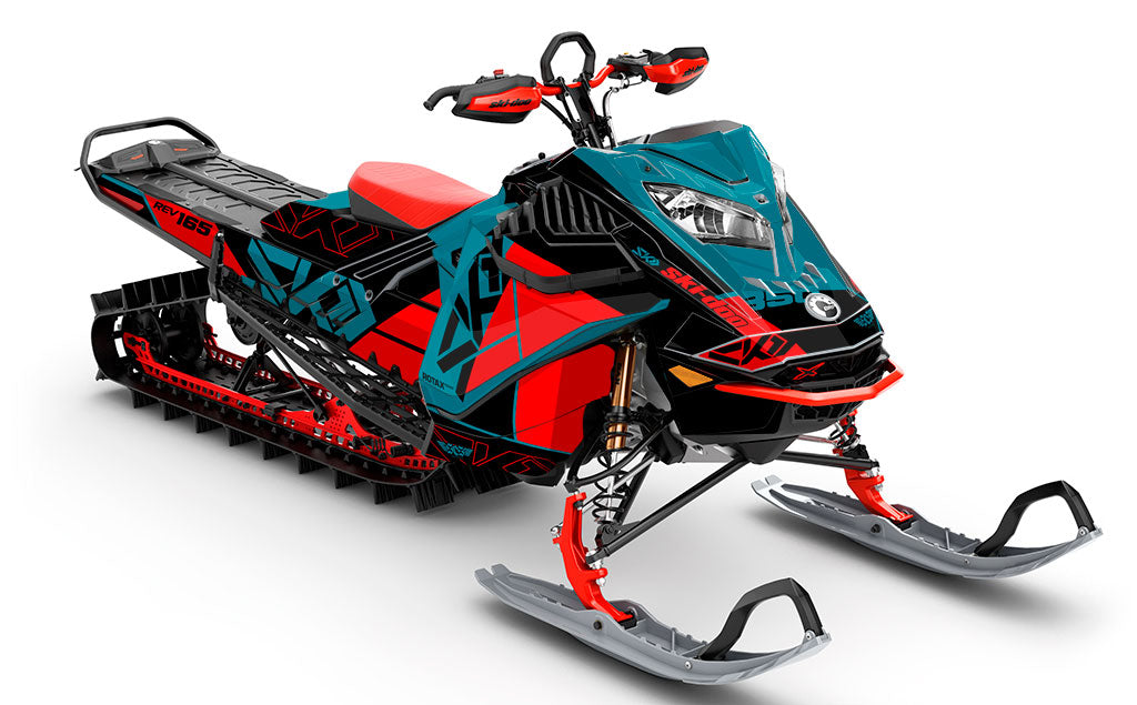 Topshelf Red Teal Ski-Doo REV Gen4 LWH - Summit Full Coverage Sled Wrap