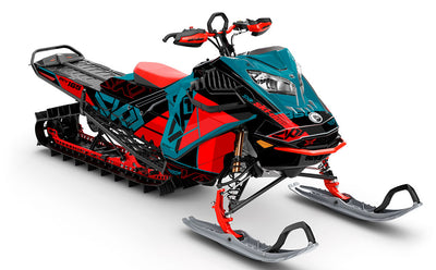 Topshelf Red Teal Ski-Doo REV Gen4 LWH - Summit Full Coverage Sled Wrap