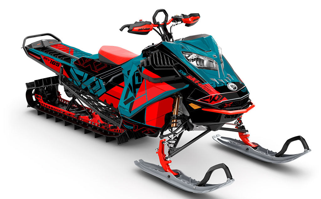 Topshelf Red Teal Ski-Doo REV Gen4 LWH - Summit Premium Coverage Sled Wrap