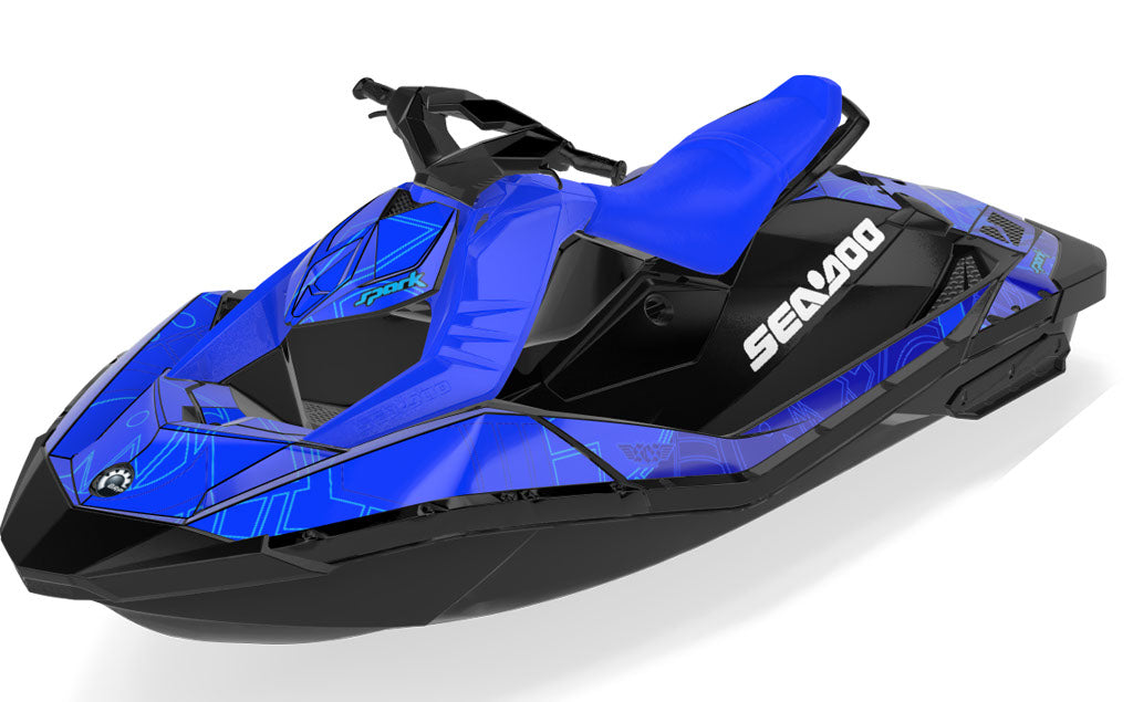 Torn Sea-Doo Spark Graphics Blue Cyan Full Coverage