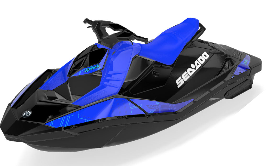 Torn Sea-Doo Spark Graphics Blue Cyan Partial Coverage