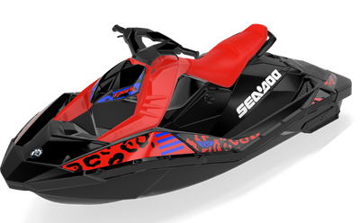 Wake Leopard Sea-Doo Spark Graphics Blue Red Max Coverage