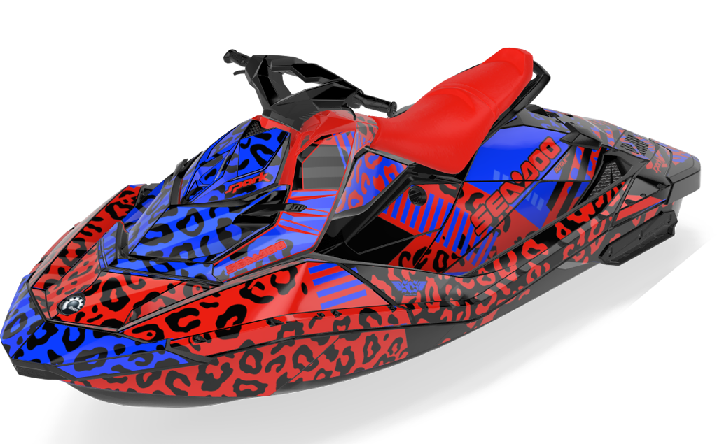Wake Leopard Sea-Doo Spark Graphics Blue Red Less Coverage