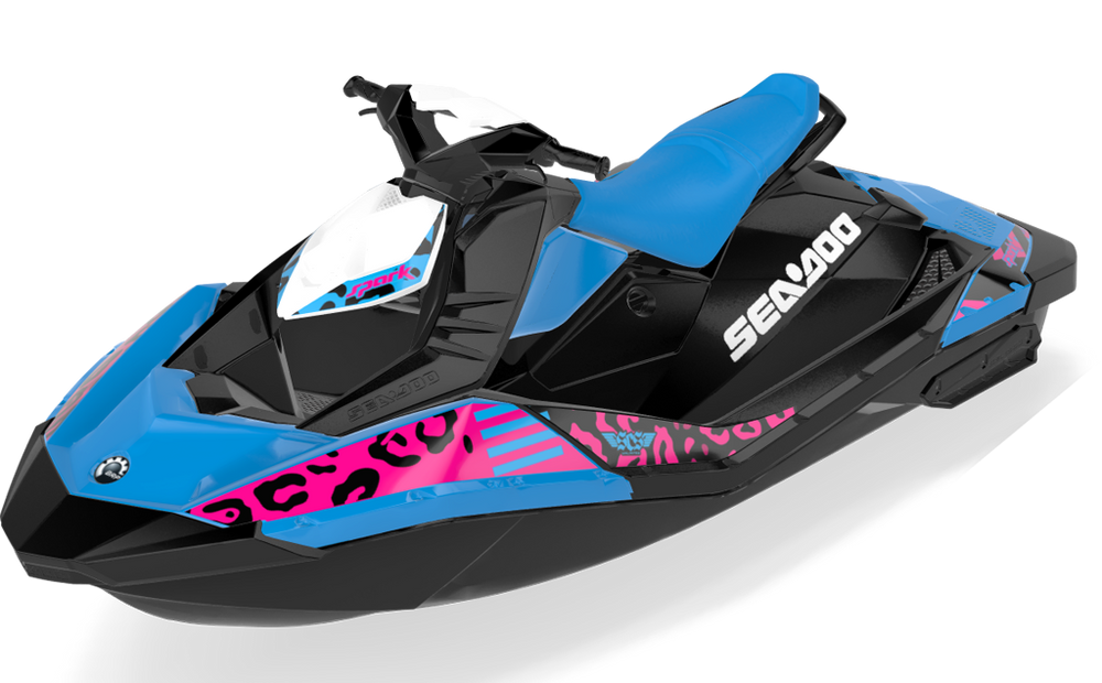 Wake Leopard Sea-Doo Spark Graphics Cyan Pink Premium Coverage