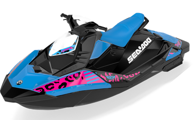 Wake Leopard Sea-Doo Spark Graphics Cyan Pink Premium Coverage