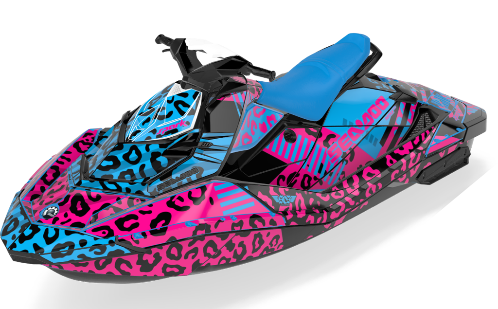 Wake Leopard Sea-Doo Spark Graphics Cyan Pink Max Coverage