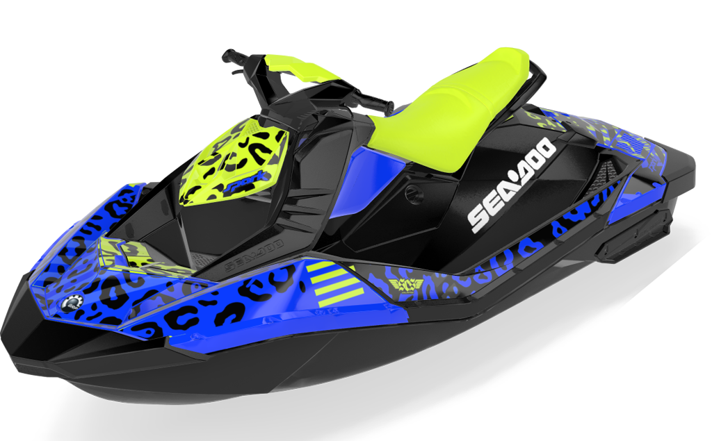 Wake Leopard Sea-Doo Spark Graphics Manta Blue Premium Coverage