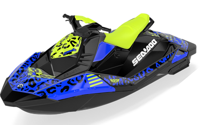 Wake Leopard Sea-Doo Spark Graphics Manta Blue Premium Coverage