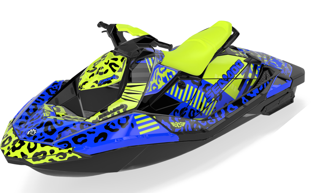 Wake Leopard Sea-Doo Spark Graphics Manta Blue Full Coverage