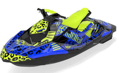 Wake Leopard Sea-Doo Spark Graphics Manta Blue Full Coverage