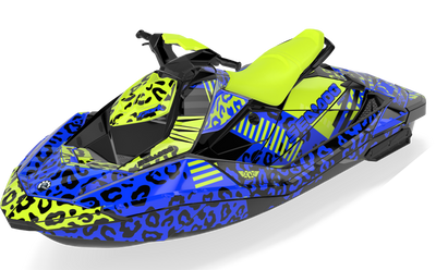 Wake Leopard Sea-Doo Spark Graphics Manta Blue Partial Coverage