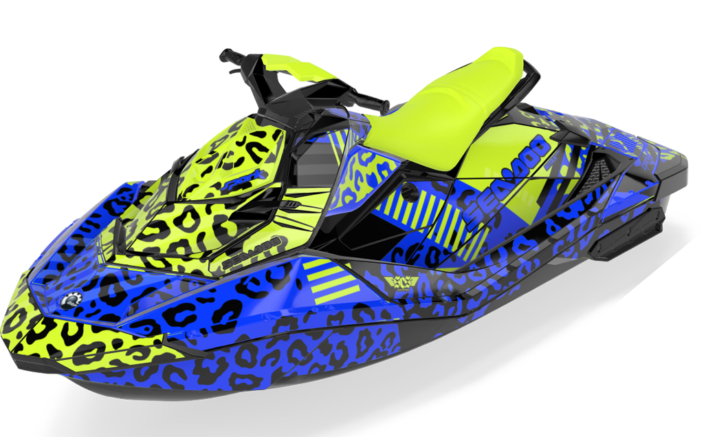 Wake Leopard Sea-Doo Spark Graphics Manta Blue Less Coverage