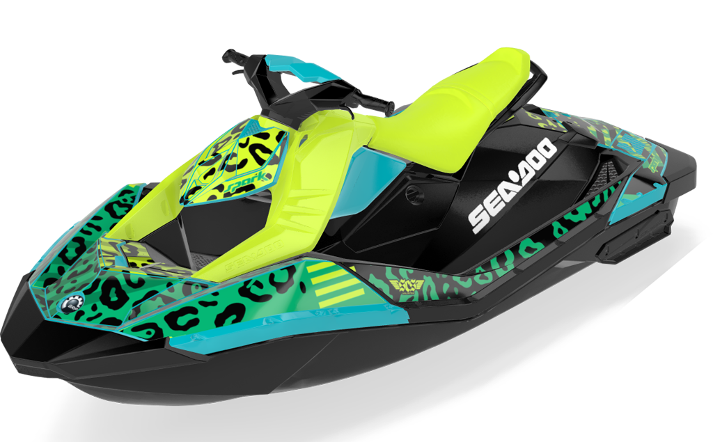 Wake Leopard Sea-Doo Spark Graphics Manta Green Premium Coverage