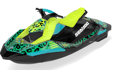 Wake Leopard Sea-Doo Spark Graphics Manta Green Premium Coverage