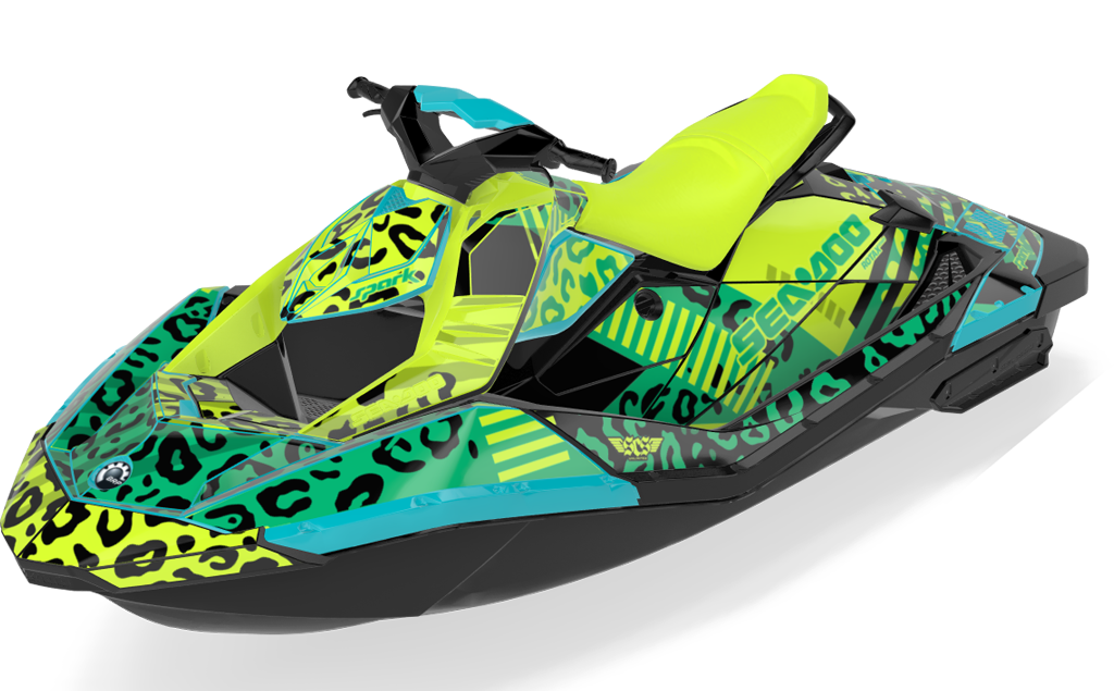 Wake Leopard Sea-Doo Spark Graphics Manta Green Full Coverage