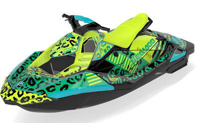 Wake Leopard Sea-Doo Spark Graphics Manta Green Full Coverage