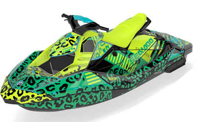 Wake Leopard Sea-Doo Spark Graphics Manta Green Partial Coverage