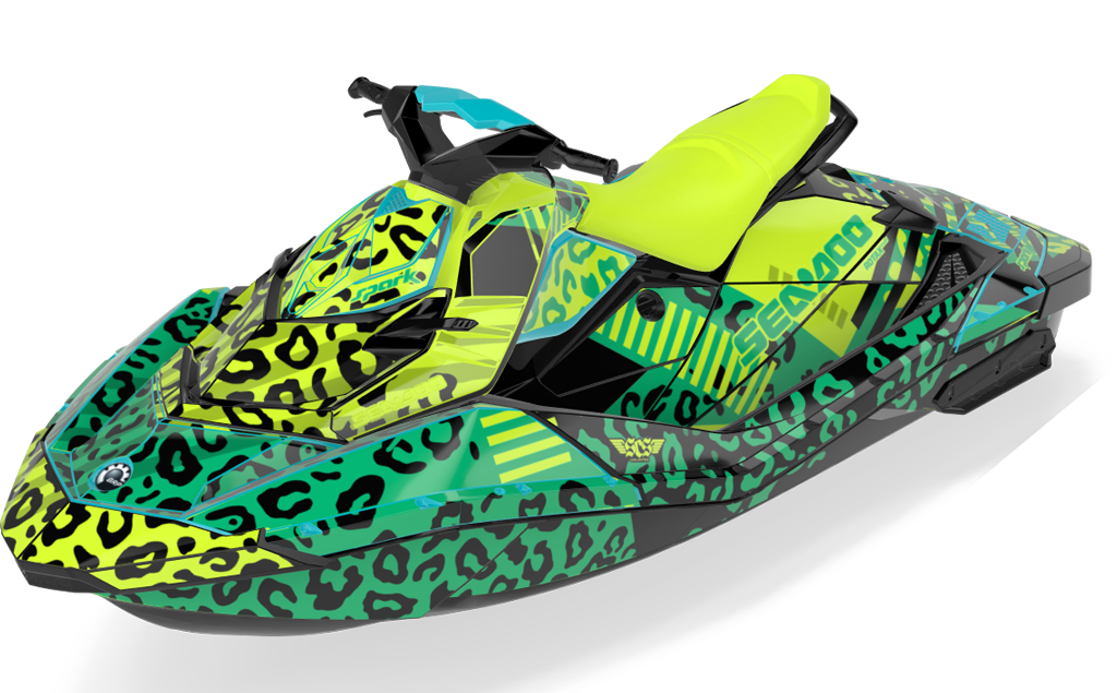 Wake Leopard Sea-Doo Spark Graphics Manta Green Less Coverage