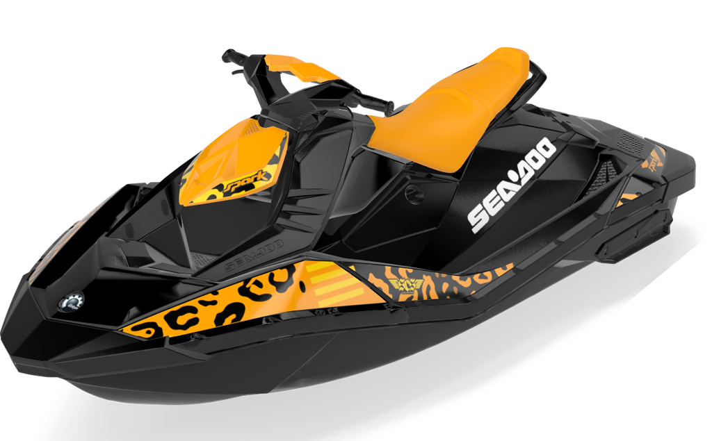 Wake Leopard Sea-Doo Spark Graphics Yellow Orange Max Coverage