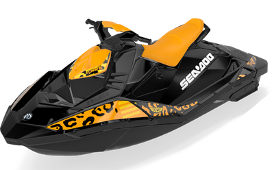 Wake Leopard Sea-Doo Spark Graphics Yellow Orange Max Coverage