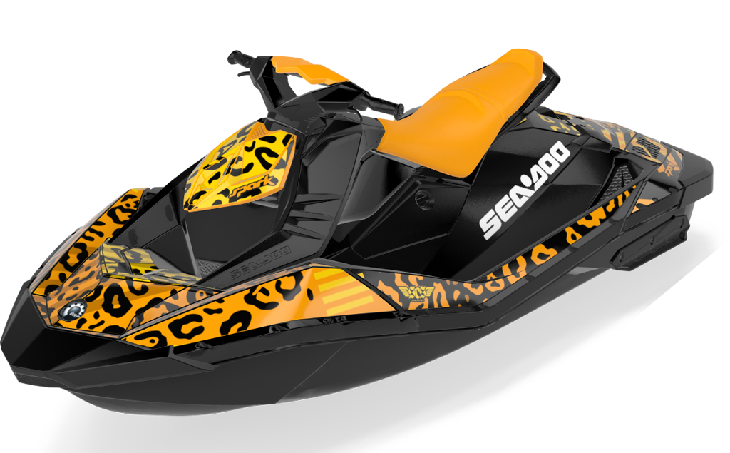 Wake Leopard Sea-Doo Spark Graphics Yellow Orange Premium Coverage