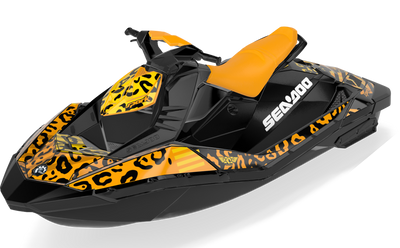 Wake Leopard Sea-Doo Spark Graphics Yellow Orange Premium Coverage