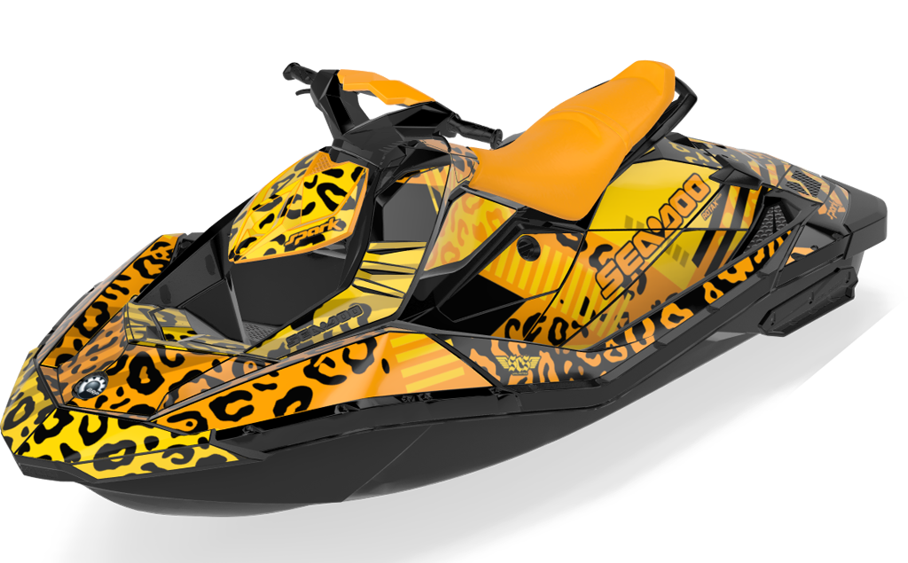 Wake Leopard Sea-Doo Spark Graphics Yellow Orange Full Coverage