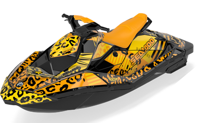 Wake Leopard Sea-Doo Spark Graphics Yellow Orange Full Coverage