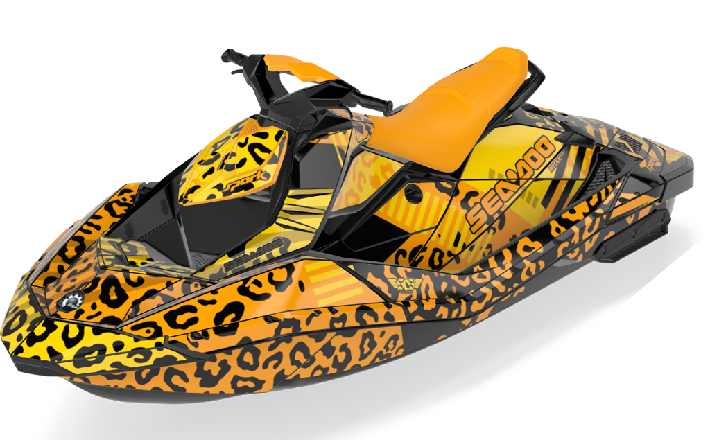 Wake Leopard Sea-Doo Spark Graphics Yellow Orange Less Coverage